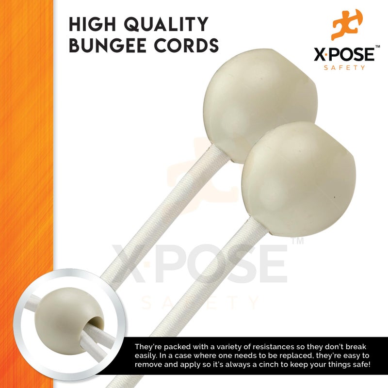 Xpose Safety Bungee Ball Cords 6" 25 Pack Heavy Duty White Stretch Rope with Ball Ties for Canopies, Tarps, Walls, Cable Organization - Image 4